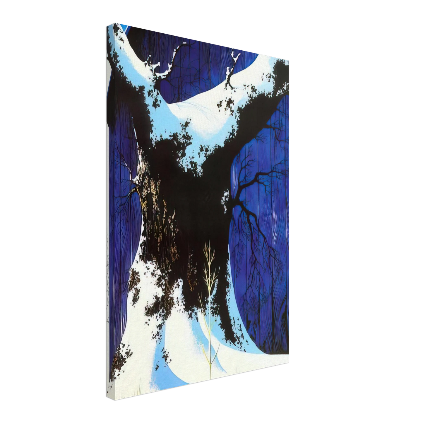 Eyvind Earle - Blue Barn and Snow Canvas - 40x60 cm / 16x24 inches-canvas