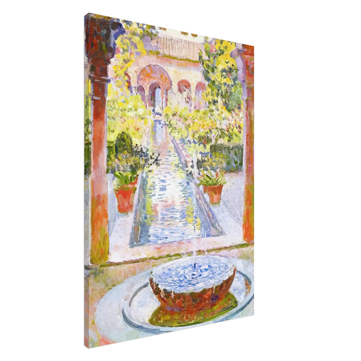 Theo van Rysselberghe - THE GARDENS OF GENERALIFE IN GRENADA 1913 Canvas - 20x30 cm / 8x12 inches-canvas