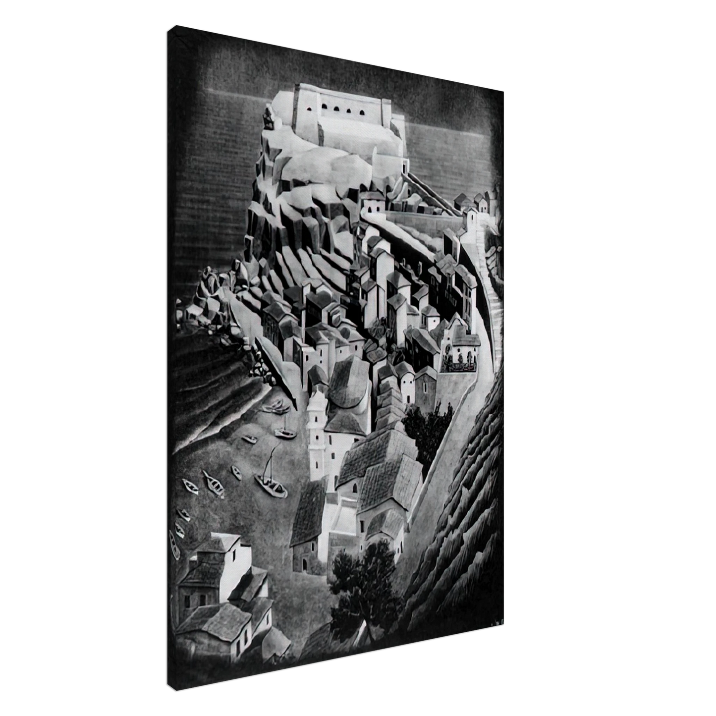 MC Escher - SCILLA CALABRIA JANUARY 1931 1931 Canvas - 20x30 cm / 8x12 inches-canvas