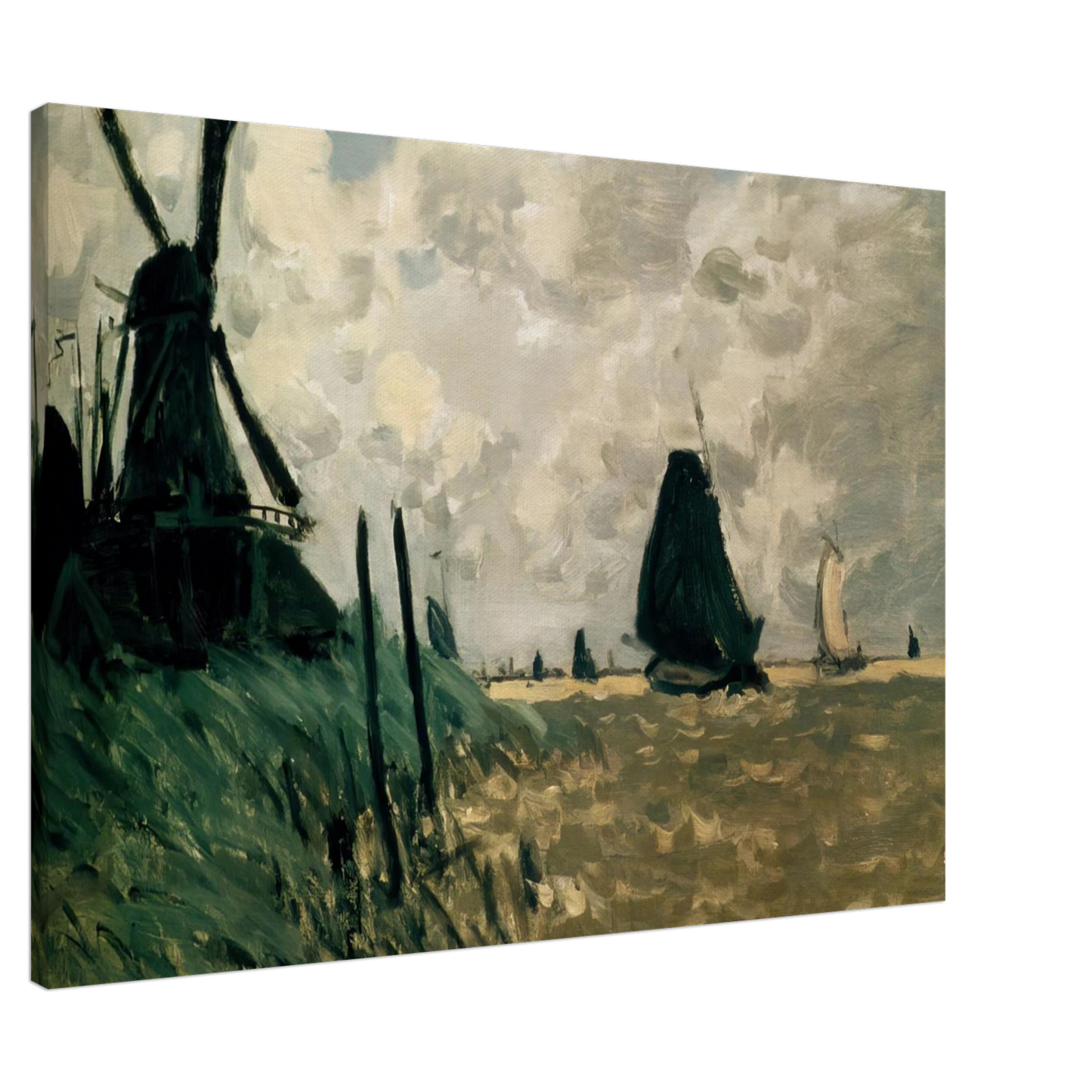 claude monet - A Windmill near Zaandam Canvas - 20x30 cm / 8x12 inches-canvas