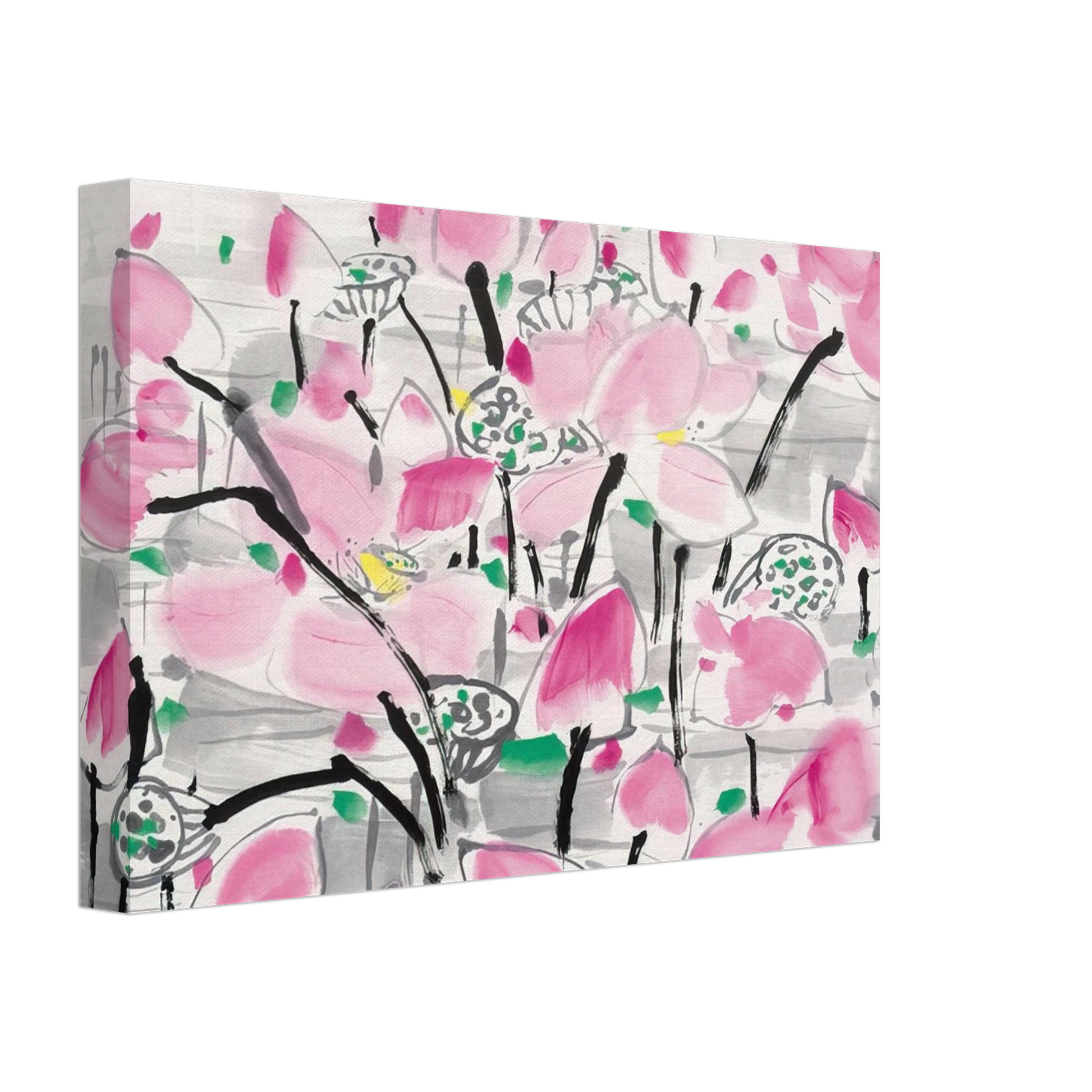 Wu Guanzhong - Lotus under the sun - 2001 Canvas - 40x60 cm / 16x24 inches-canvas