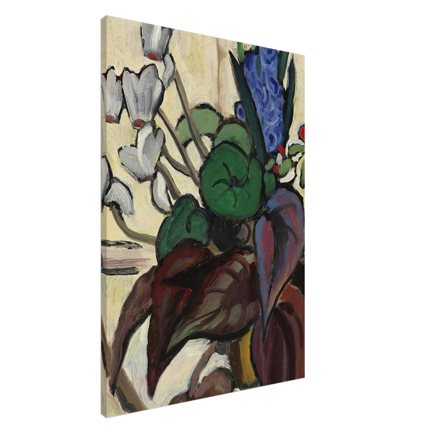 Gabriele Munter - BLUMEN AUF WEI ZYKLAMEN UND HYAZINTHE 1934 Canvas - 20x30 cm / 8x12 inches-canvas
