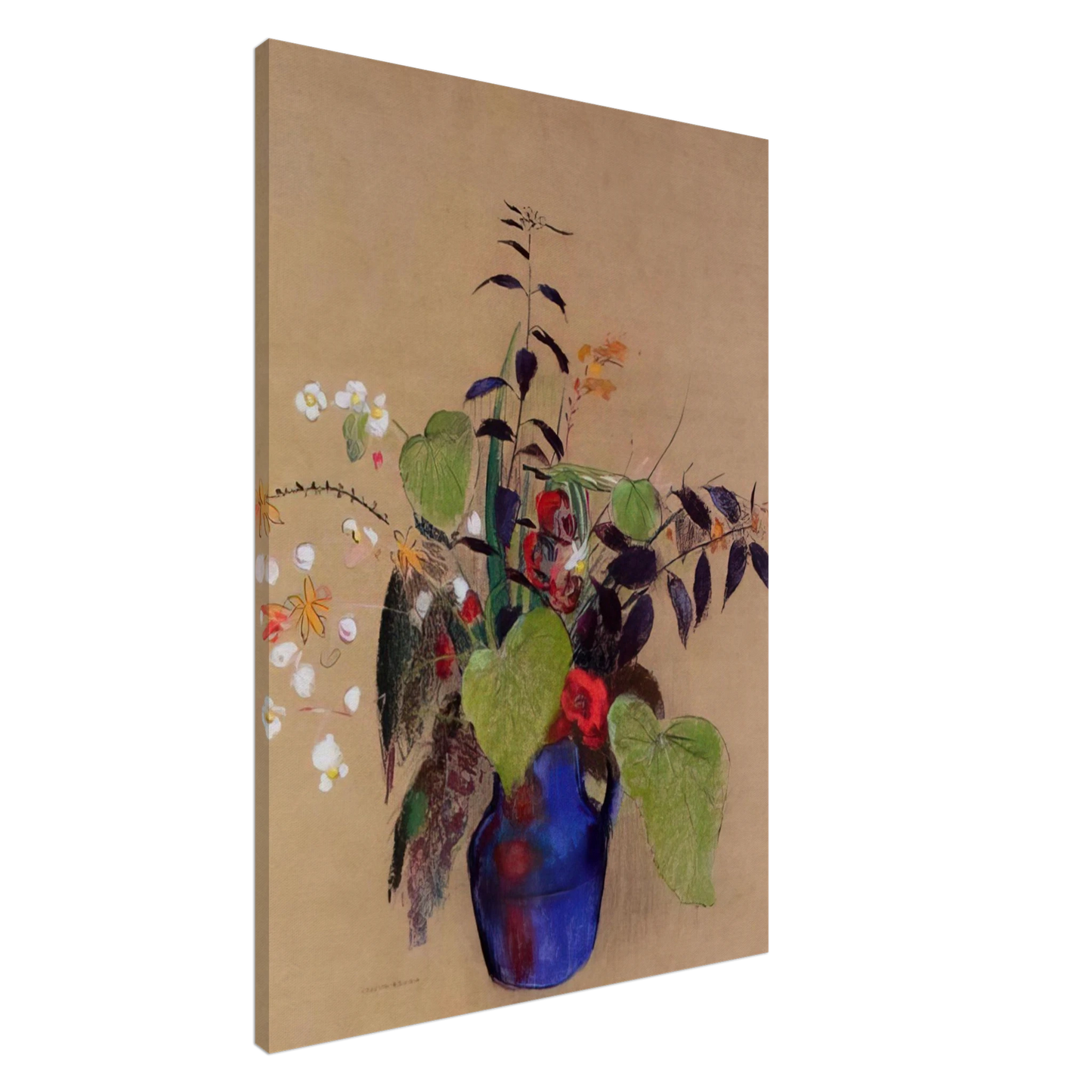 Odilon Redon - FLOWERS IN A BLUE JUG Canvas - 20x30 cm / 8x12 inches-canvas