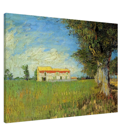 Vincent van Gogh - Farmhouse in a Wheat Field Canvas - 20x30 cm / 8x12 inches-canvas