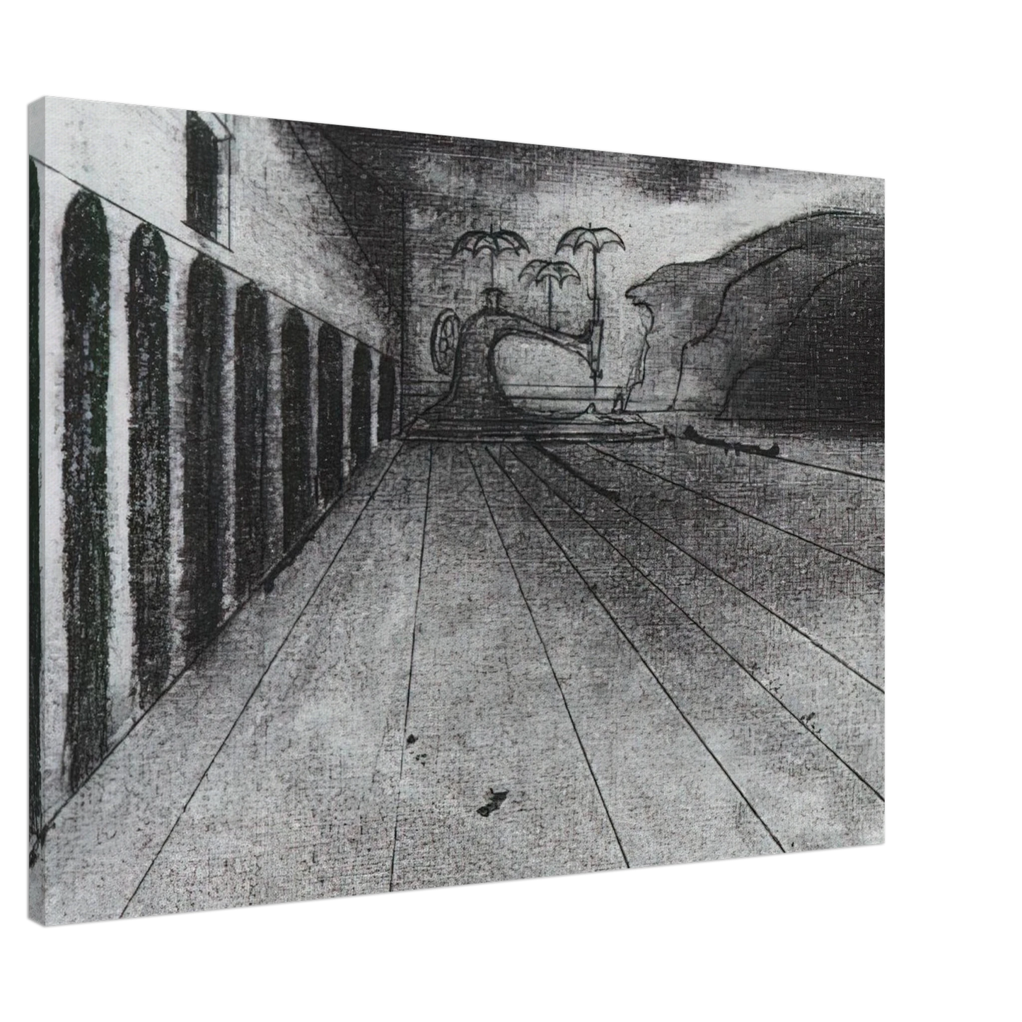 Salvador Dali - LANDSCAPE AFTER DE CHIRICO UNFINISHED Canvas - 20x30 cm / 8x12 inches-canvas