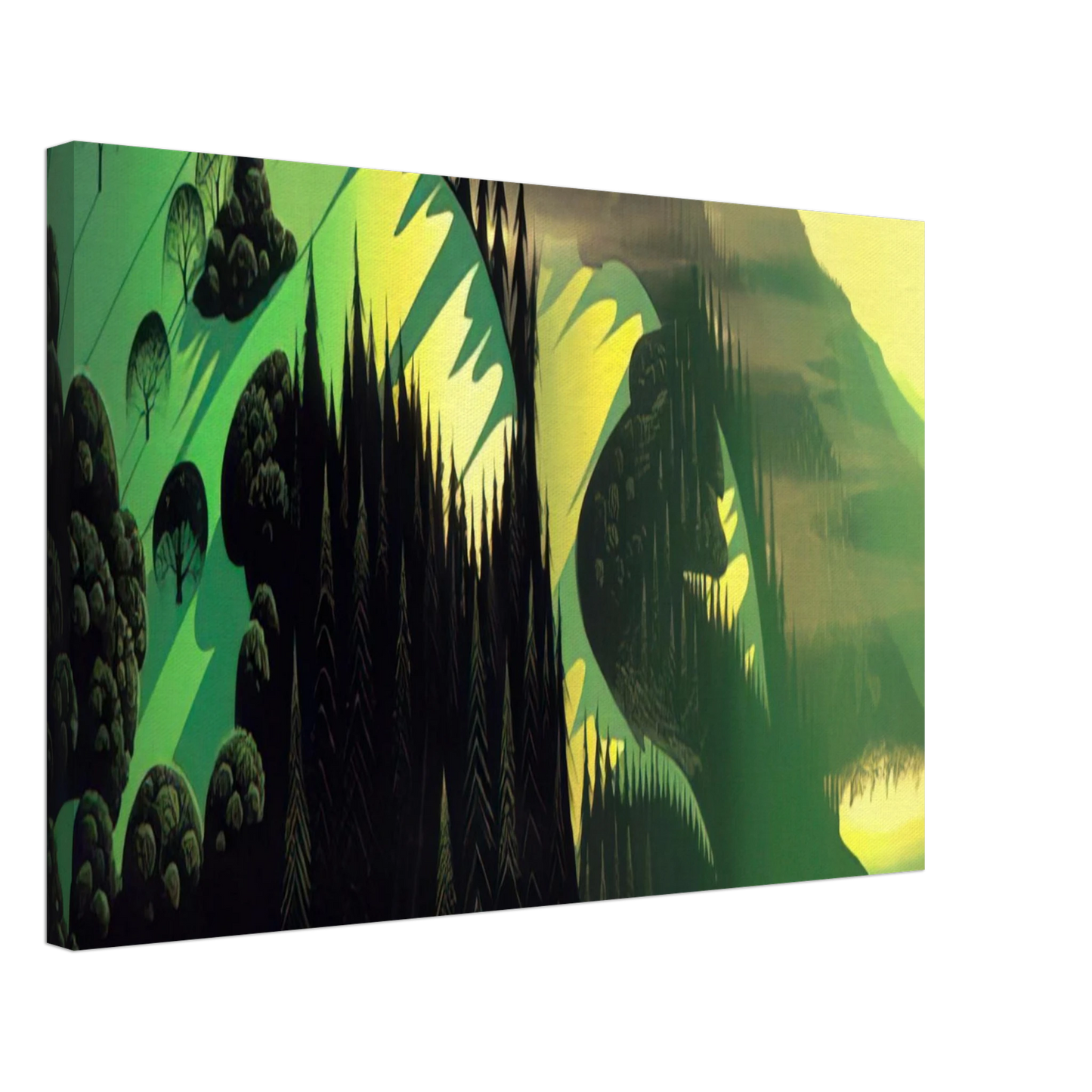 Eyvind Earle - Three Pastures by the Sea Canvas - 40x60 cm / 16x24 inches-canvas