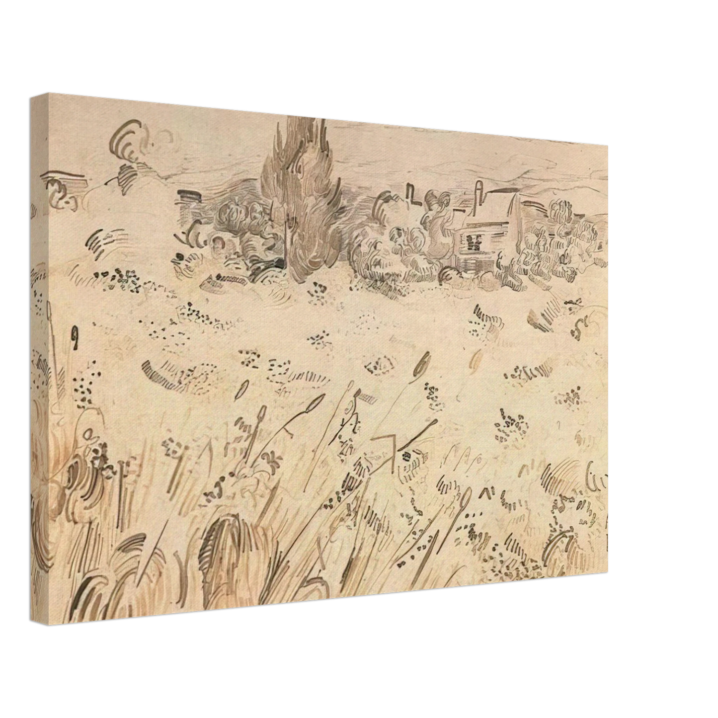 Vincent van Gogh - Wheat Field with Cypresses Canvas - 40x60 cm / 16x24 inches-canvas