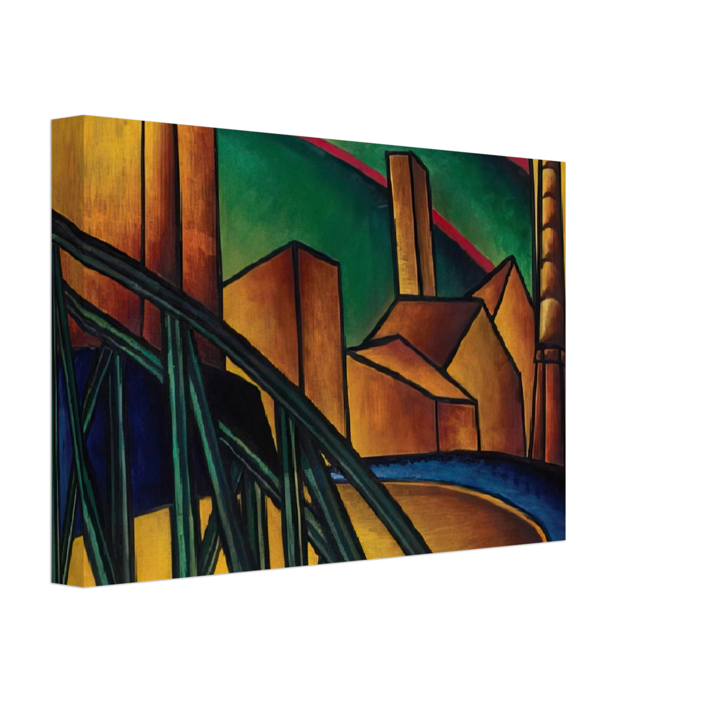 Laszlo Moholy-Nagy - Landscape with Bridge at Obuda Hajogyar Canvas - 40x60 cm / 16x24 inches-canvas