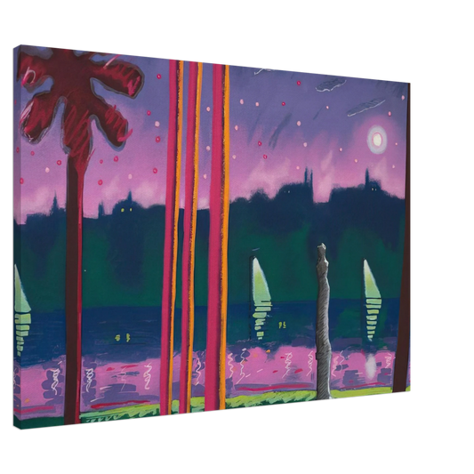Carlos Almaraz - Suave Como La Noche - 1982 Canvas - 20x30 cm / 8x12 inches-canvas