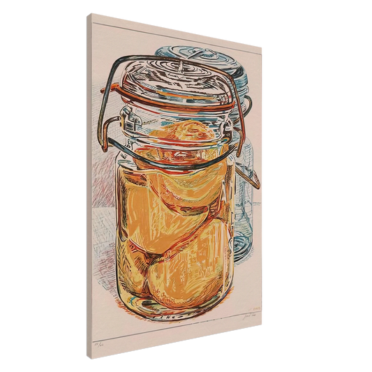 Janet Fish - PRESERVED PEACHES 1975 Canvas - 20x30 cm / 8x12 inches-canvas