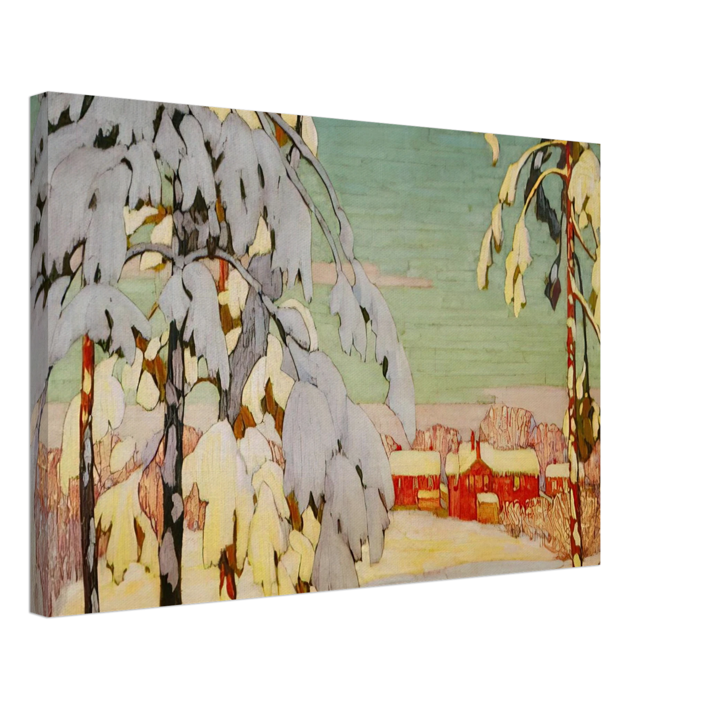 Lawren Harris - Winter Landscape with Pink House - 1918 Canvas - 40x60 cm / 16x24 inches-canvas