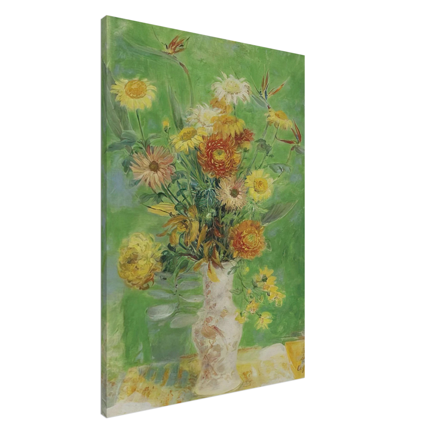 Le Pho - Chrysanthemums and Sunflowers - Post-Impressionism Canvas - 20x30 cm / 8x12 inches-canvas