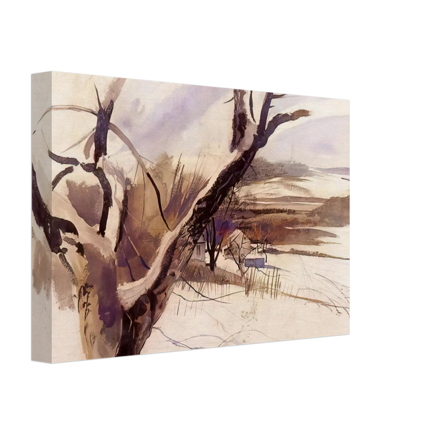 Andrew Wyeth - WINTER FARM SCENE Canvas - 40x60 cm / 16x24 inches-canvas