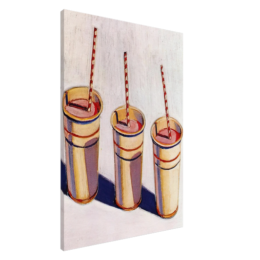 Wayne Thiebaud - Three Strawberry Shakes - 1964 Canvas - 20x30 cm / 8x12 inches-canvas