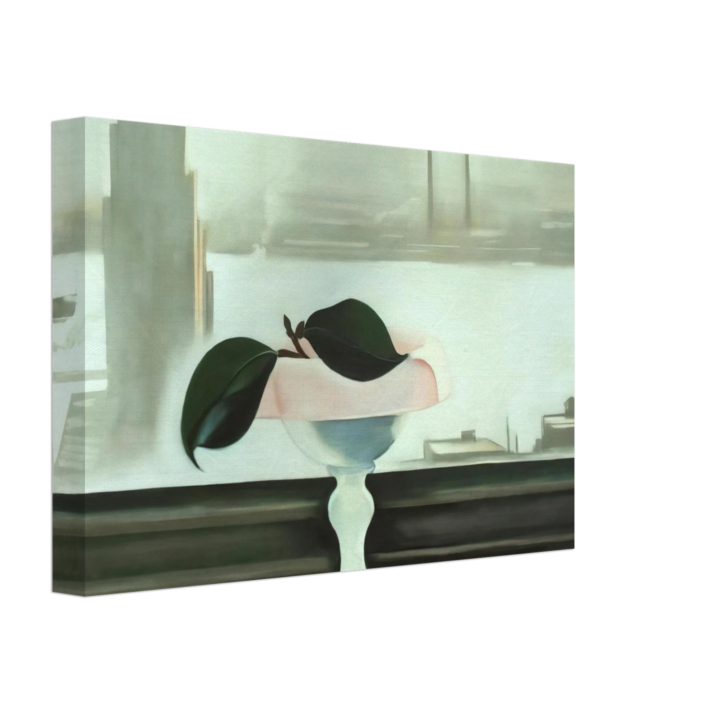 Georgia O'Keeffe - Pink Dish and Green Leaves Canvas - 70x100 cm / 28x40 inches-canvas