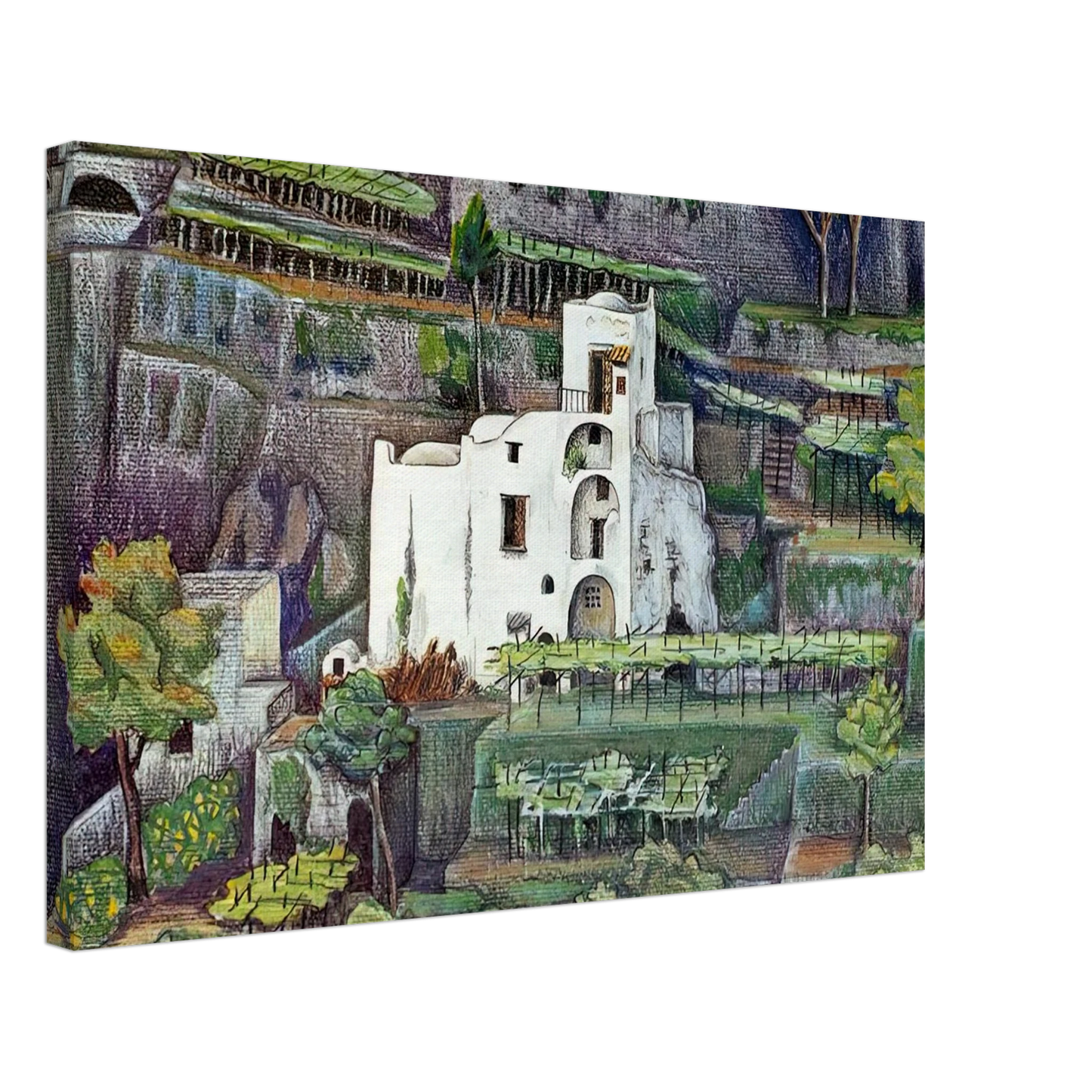 MC Escher - FARMHOUSE RAVELLO COLOUR Canvas - 70x100 cm / 28x40 inches-canvas