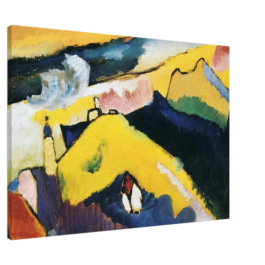 Wassily Kandinsky - MOUNTAIN LANDSCAPE WITH CHURCH 1910 Canvas - 20x30 cm / 8x12 inches-canvas