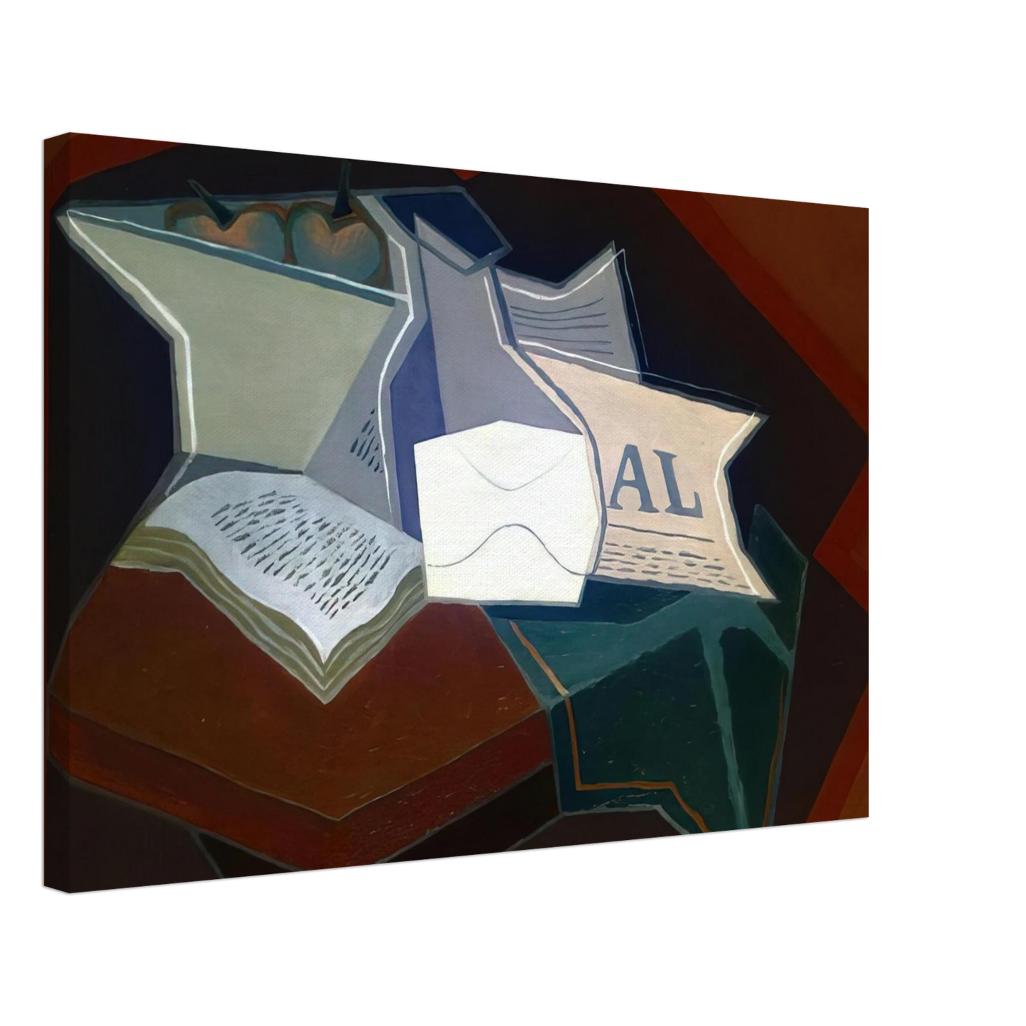 Juan Gris - COMPOTIER CARAFE AND OPEN BOOK Canvas - 70x100 cm / 28x40 inches-canvas