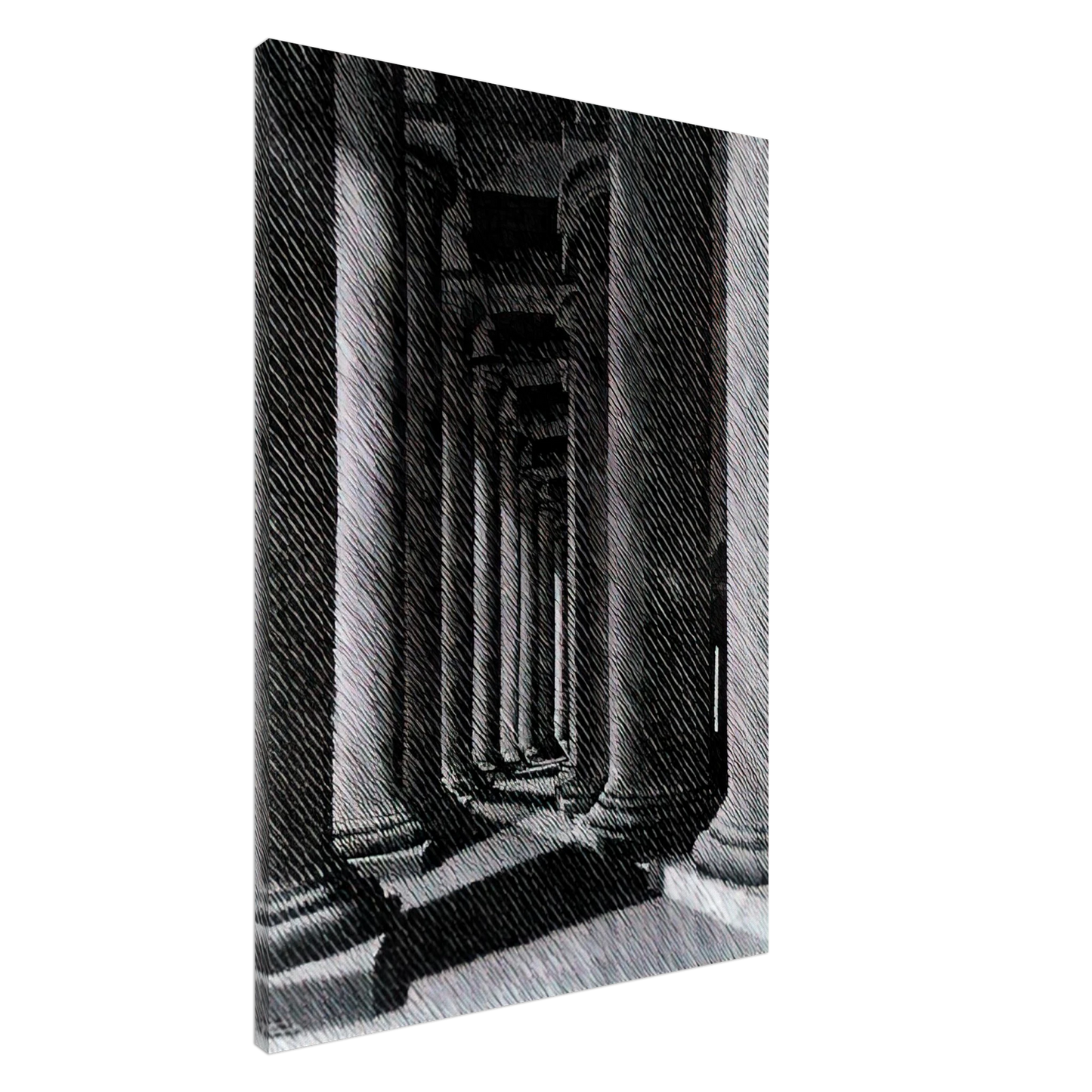 MC Escher - NOCTURNAL ROME COLONADE OF ST PETER S Canvas - 20x30 cm / 8x12 inches-canvas