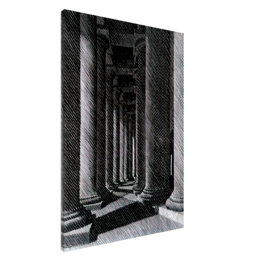 MC Escher - NOCTURNAL ROME COLONADE OF ST PETER S Canvas - 20x30 cm / 8x12 inches-canvas