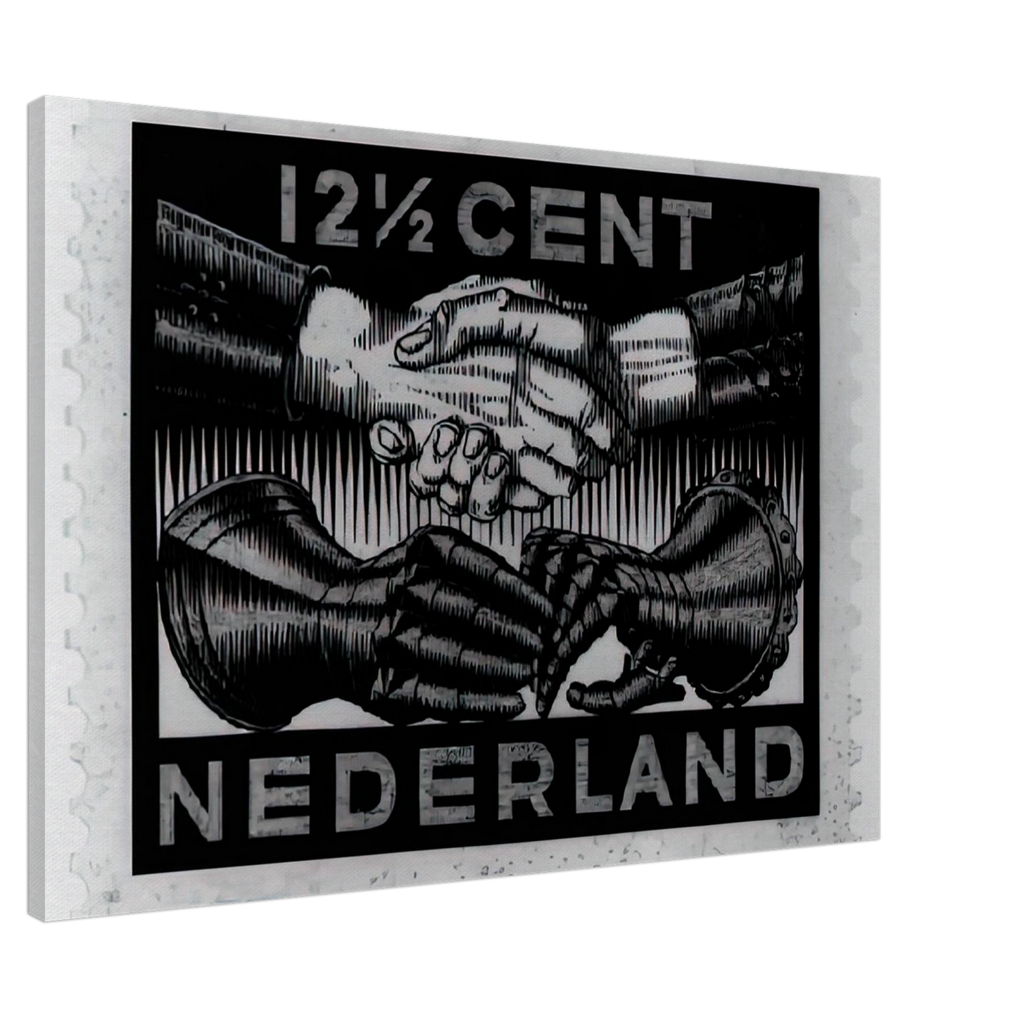 MC Escher - DESIGN FOR DUTCH PEASE POSTAGE STAMP MARCH 1932 1932 Canvas - 20x30 cm / 8x12 inches-canvas