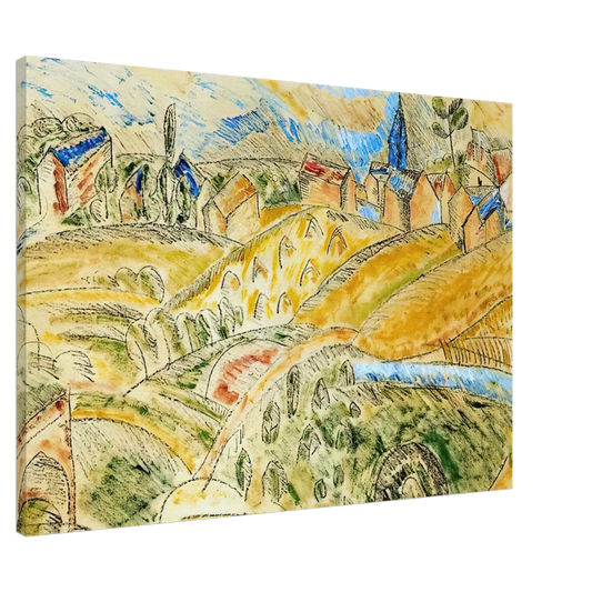 Raoul Dufy - CUBIST LANDSCAPE WITH HAYSTACKS Canvas - 20x30 cm / 8x12 inches-canvas