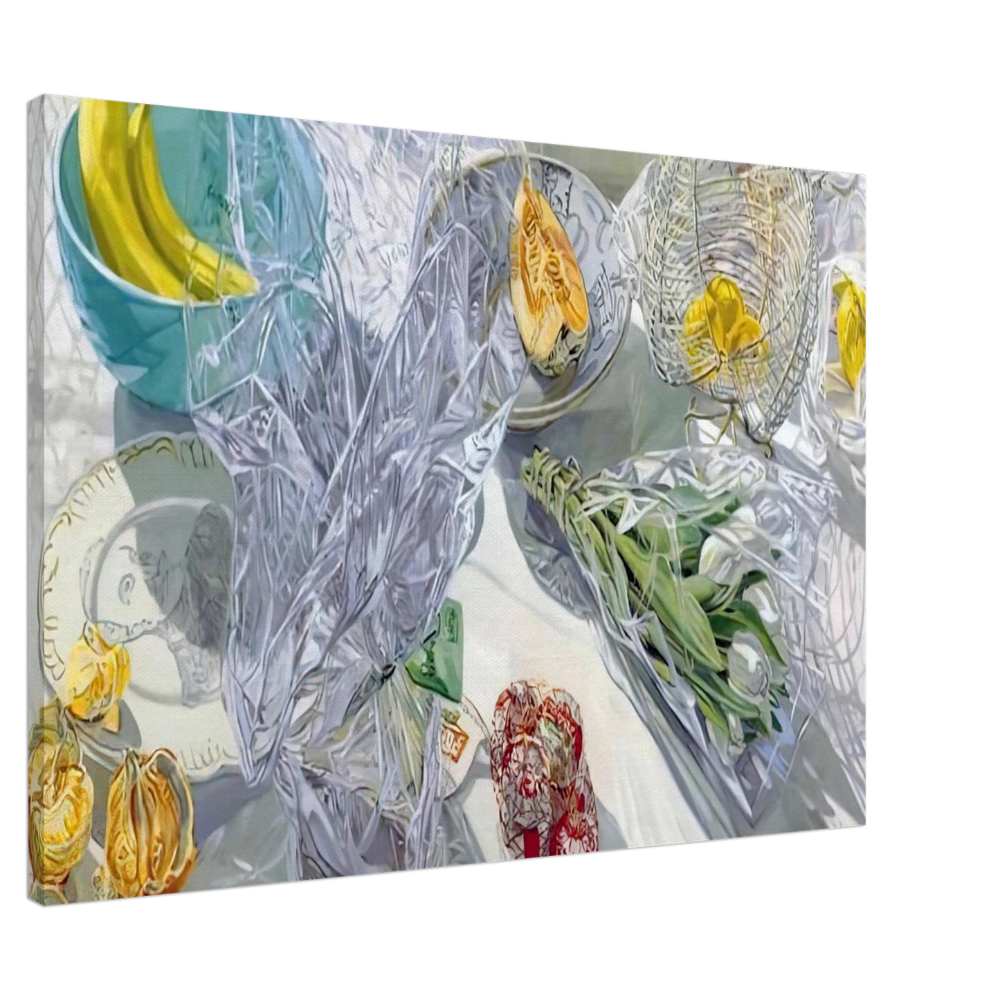Janet Fish - WHITE TULIPS 1999 Canvas - 20x30 cm / 8x12 inches-canvas
