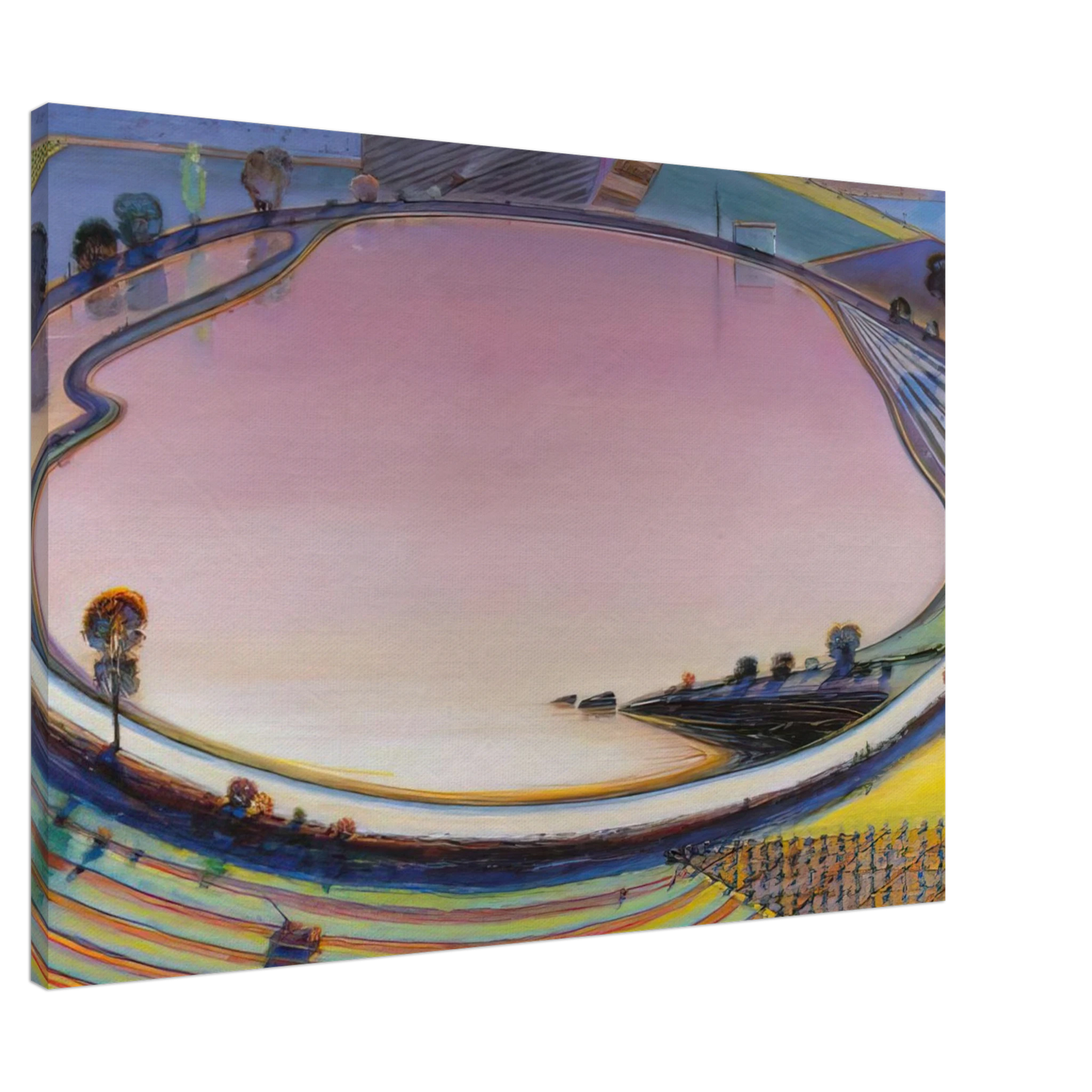 Wayne Thiebaud - Reservoir - 1999 Canvas - 20x30 cm / 8x12 inches-canvas