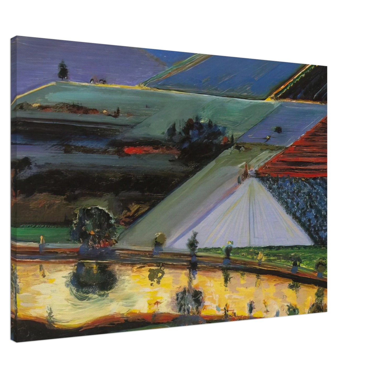 Wayne Thiebaud - Farm Channel - 1996 Canvas - 20x30 cm / 8x12 inches-canvas