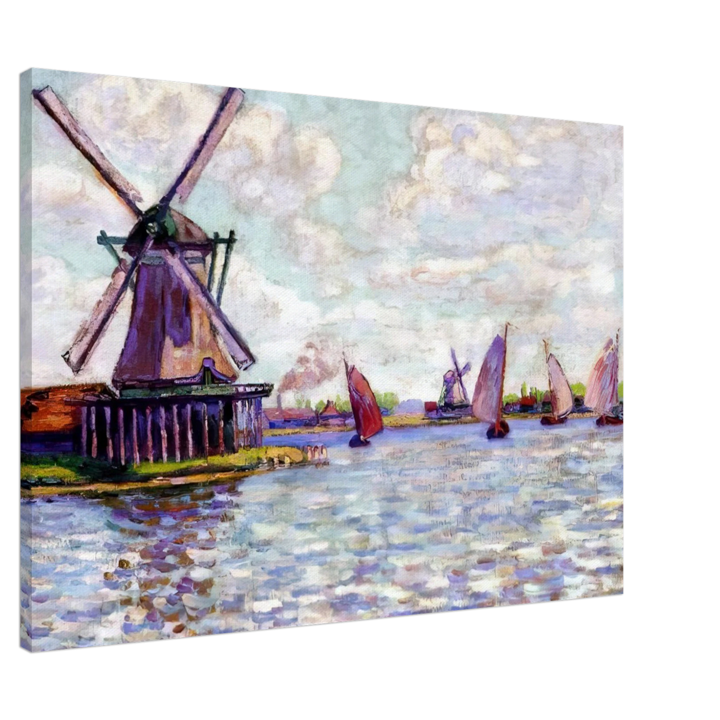 Armand Guillaumin - Moulins en Hollandee - 1904 Canvas - 20x30 cm / 8x12 inches-canvas