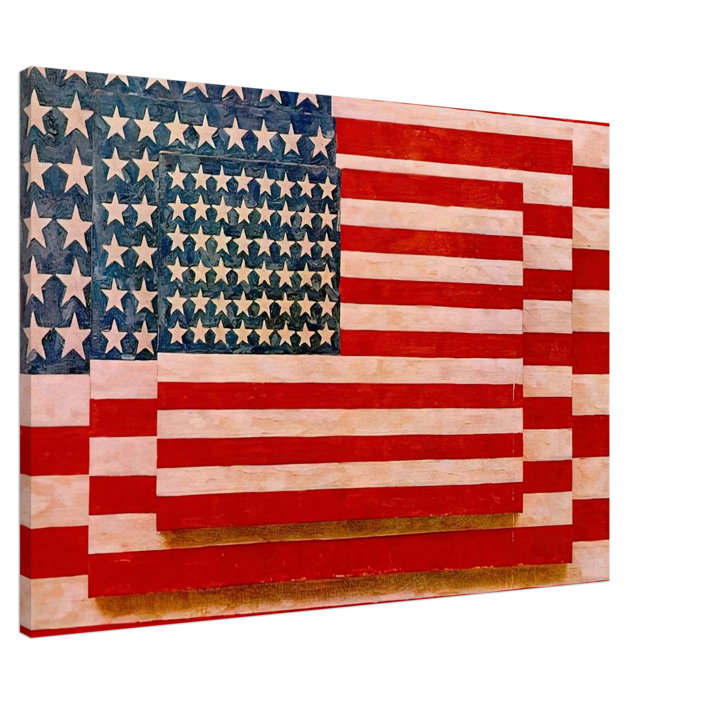 Jasper Johns - THREE FLAGS 1958 Canvas - 20x30 cm / 8x12 inches-canvas