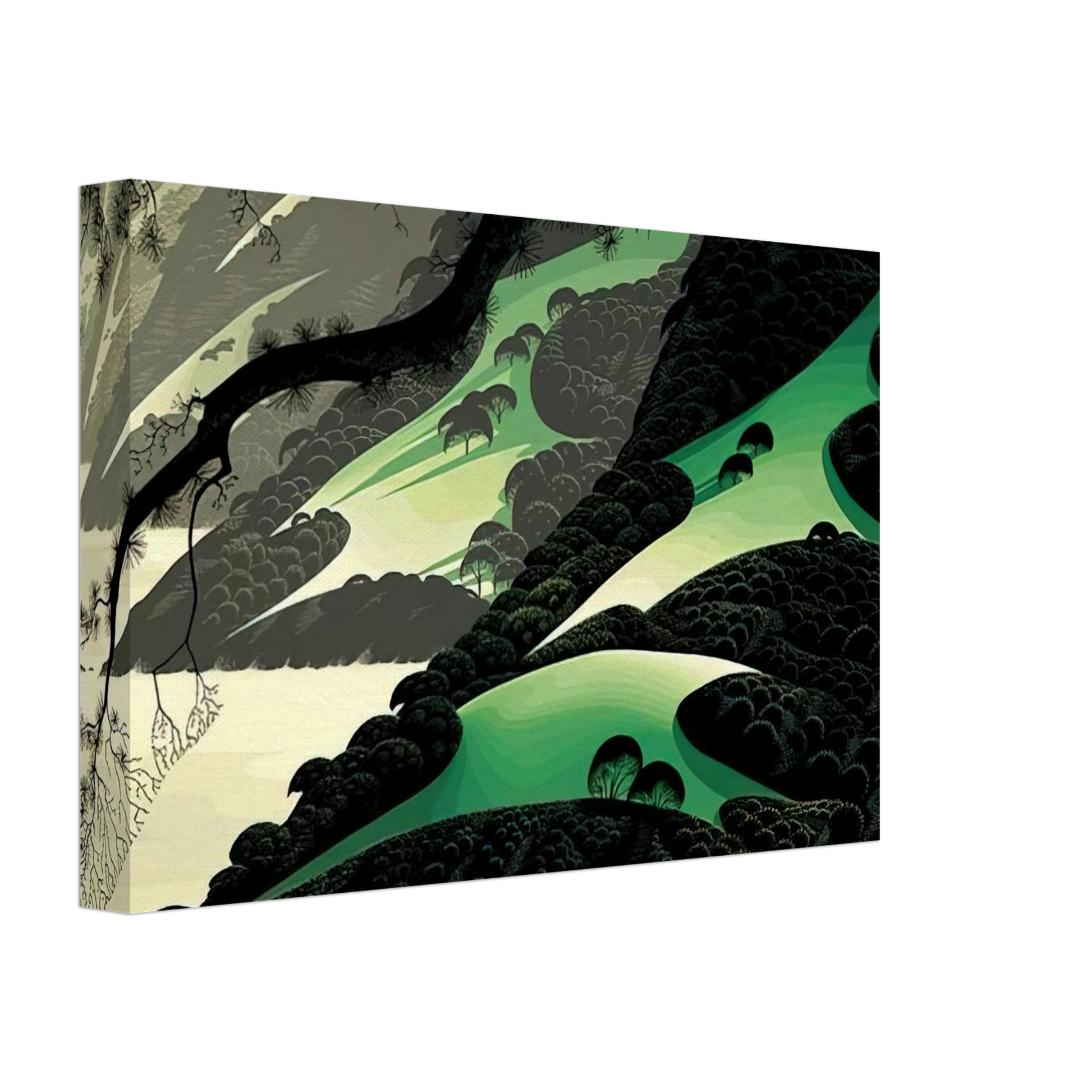 Eyvind Earle - Green Big Sur Canvas - 70x100 cm / 28x40 inches-canvas