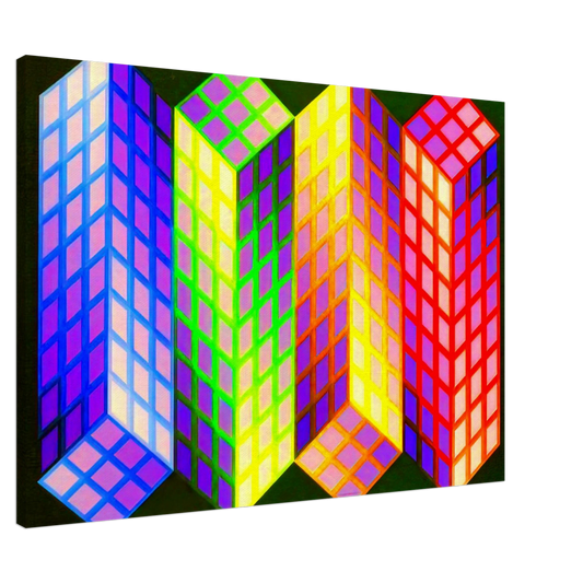 Victor Vasarely - Torony-Nagy - 1969 Canvas - 20x30 cm / 8x12 inches-canvas