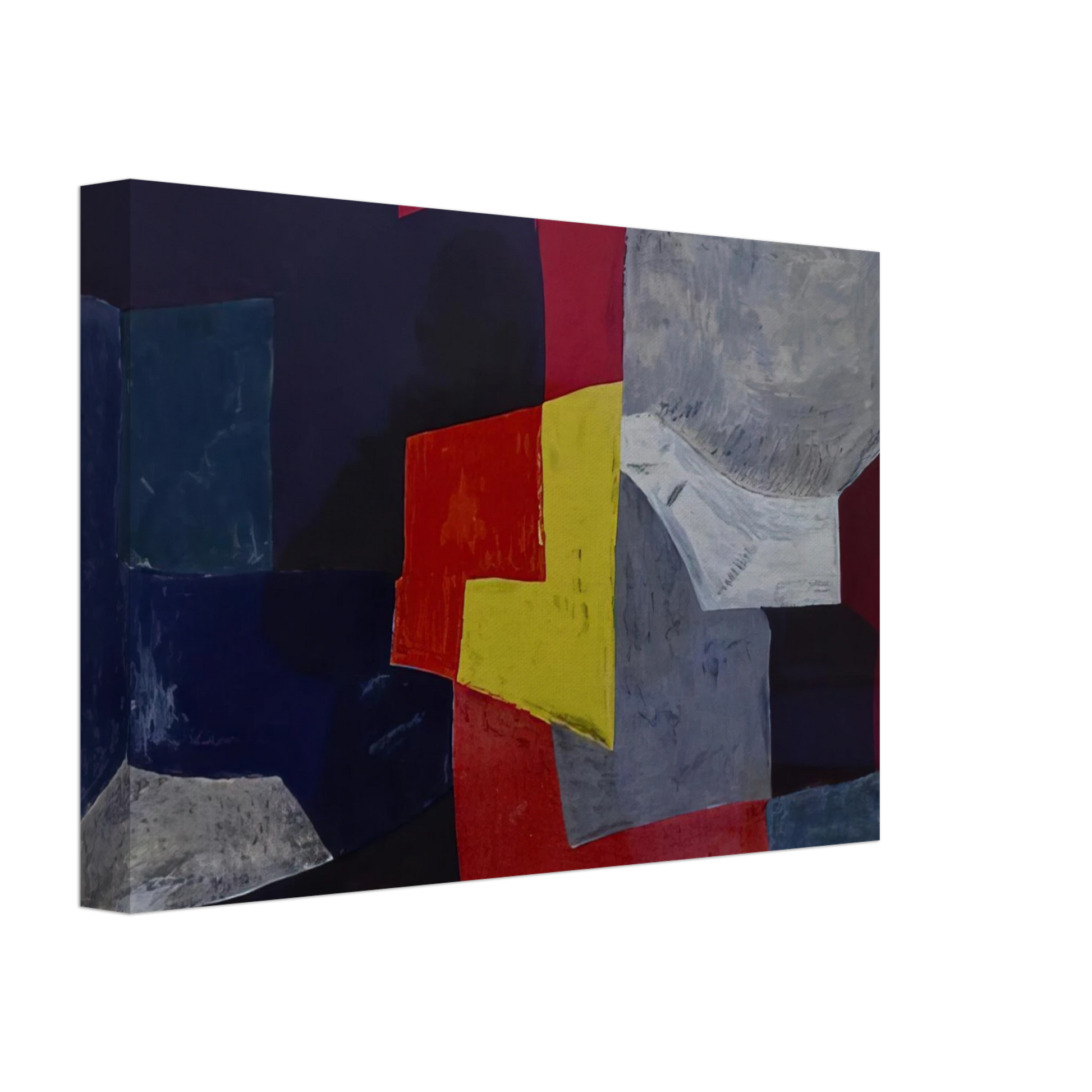 Serge Poliakoff - Composition grise, rouge et jaune - 1960 Canvas - 40x60 cm / 16x24 inches-canvas