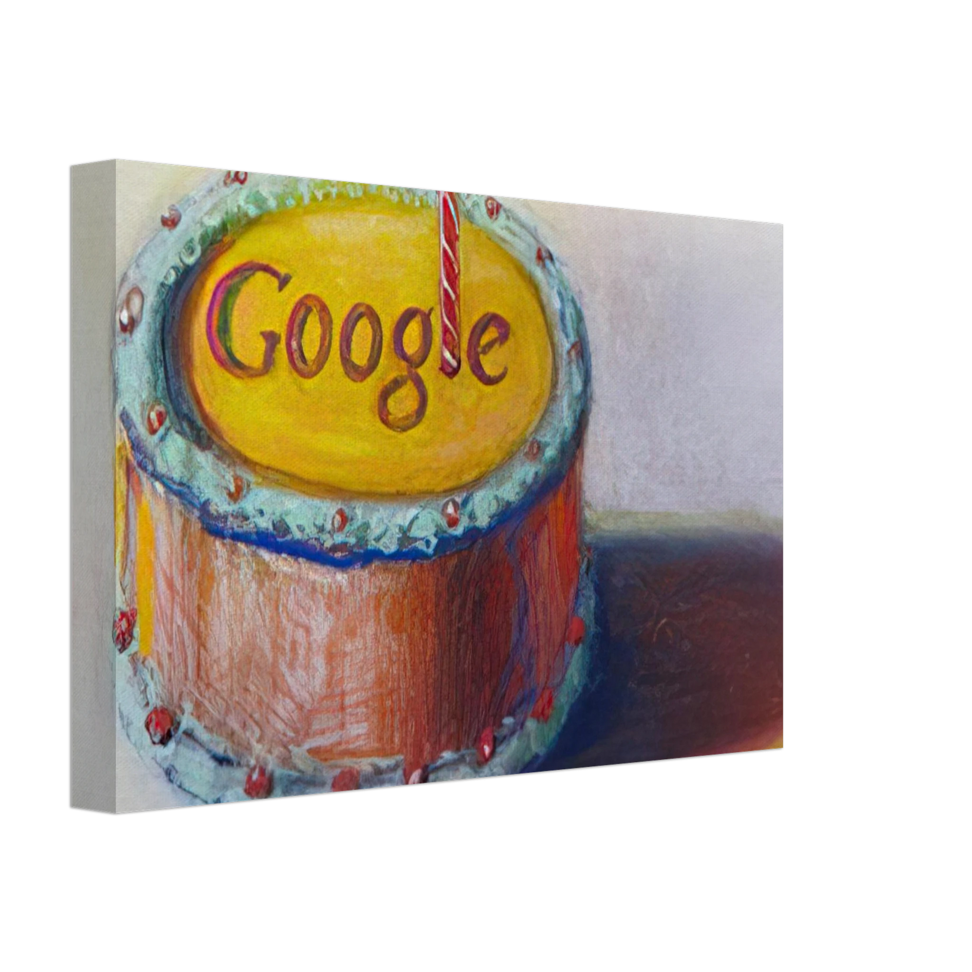 Wayne Thiebaud - Google - 12th Birthday Cake Doodle - 2010 Canvas - 70x100 cm / 28x40 inches-canvas