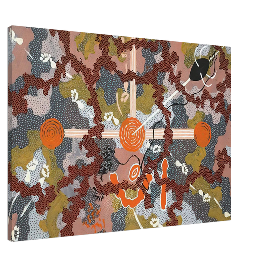 Clifford Possum Tjapaltjarri - Ngarlu Love Story - 1993 Canvas - 20x30 cm / 8x12 inches-canvas