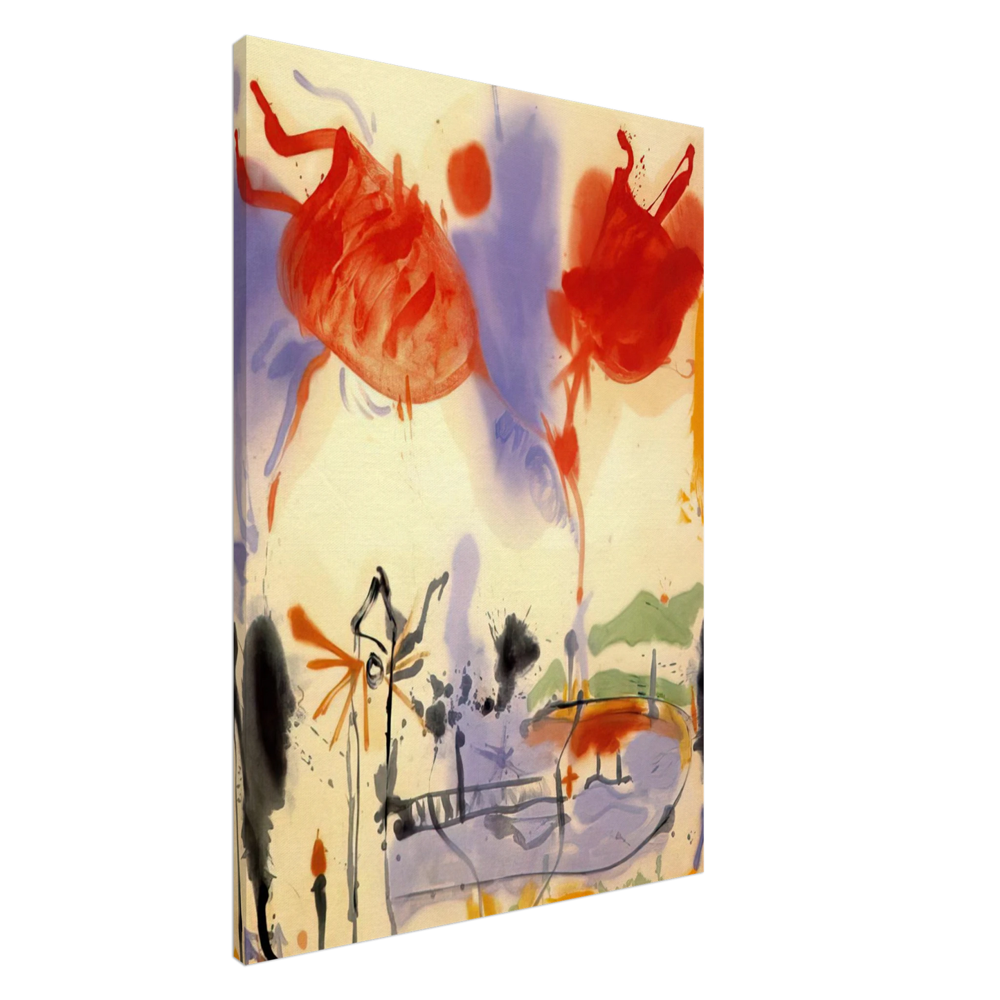 Helen Frankenthaler - Round Trip - 1957 Canvas - 20x30 cm / 8x12 inches-canvas