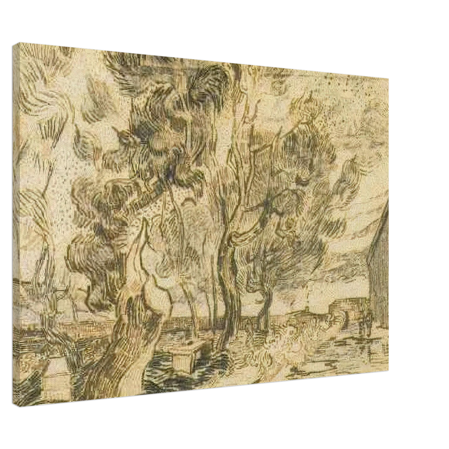 Vincent van Gogh - A Corner of the Asylum and the Garden with a Heavy, sawn-off Tree Canvas - 20x30 cm / 8x12 inches-canvas