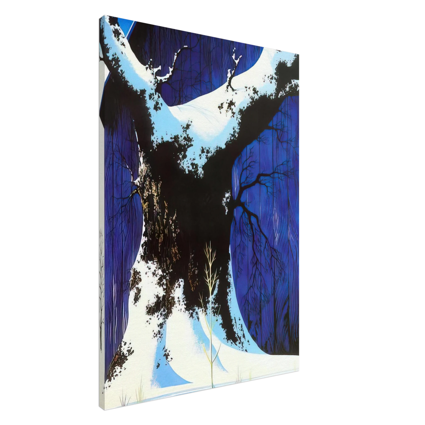 Eyvind Earle - Blue Barn and Snow Canvas - 20x30 cm / 8x12 inches-canvas