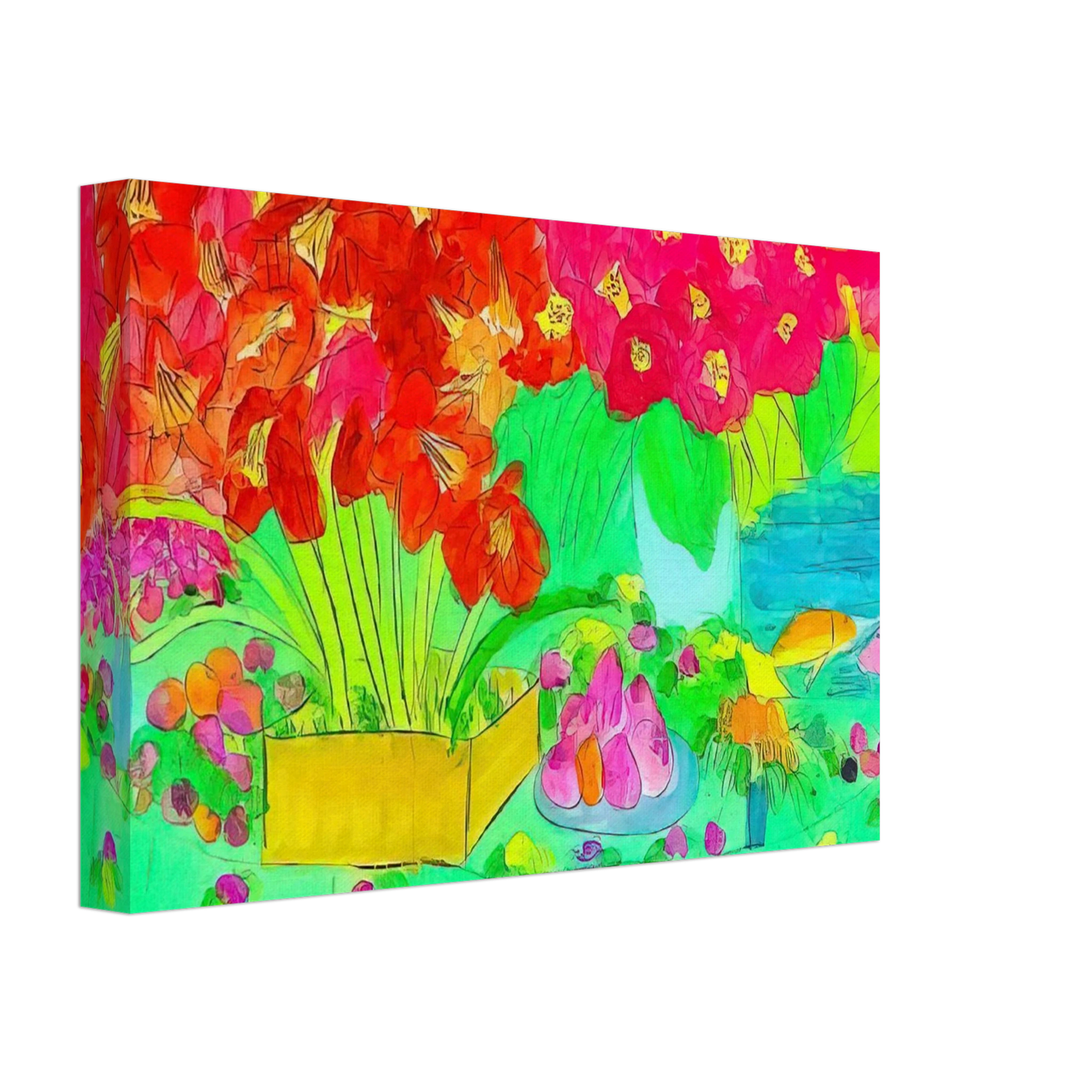 Walasse Ting - Rose Garden - 1990 Canvas - 70x100 cm / 28x40 inches-canvas