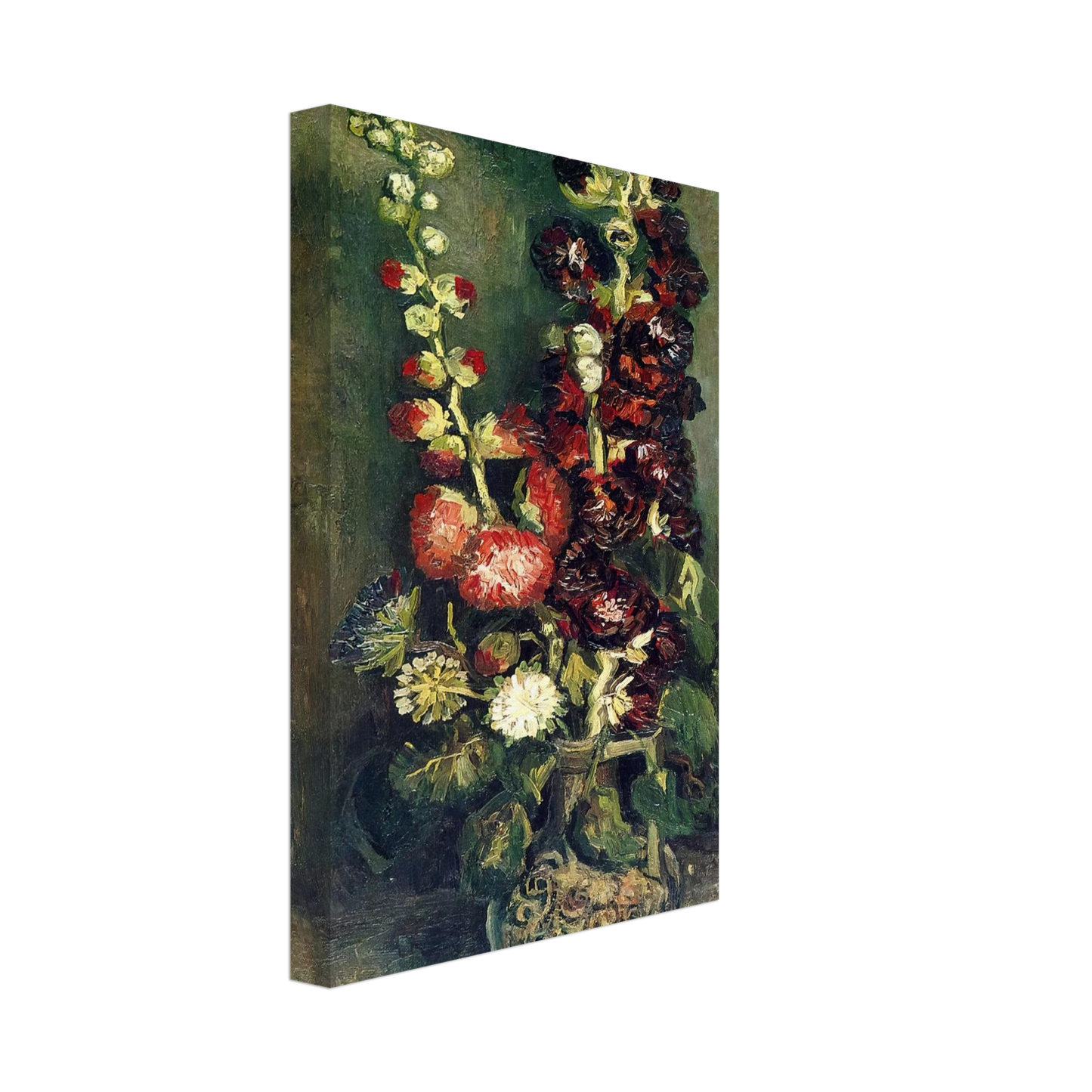 Vincent van Gogh - Vase of Hollyhocks Canvas - 40x60 cm / 16x24 inches-canvas