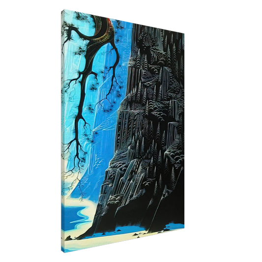 Eyvind Earle - Cliffs Ascending Canvas - 20x30 cm / 8x12 inches-canvas