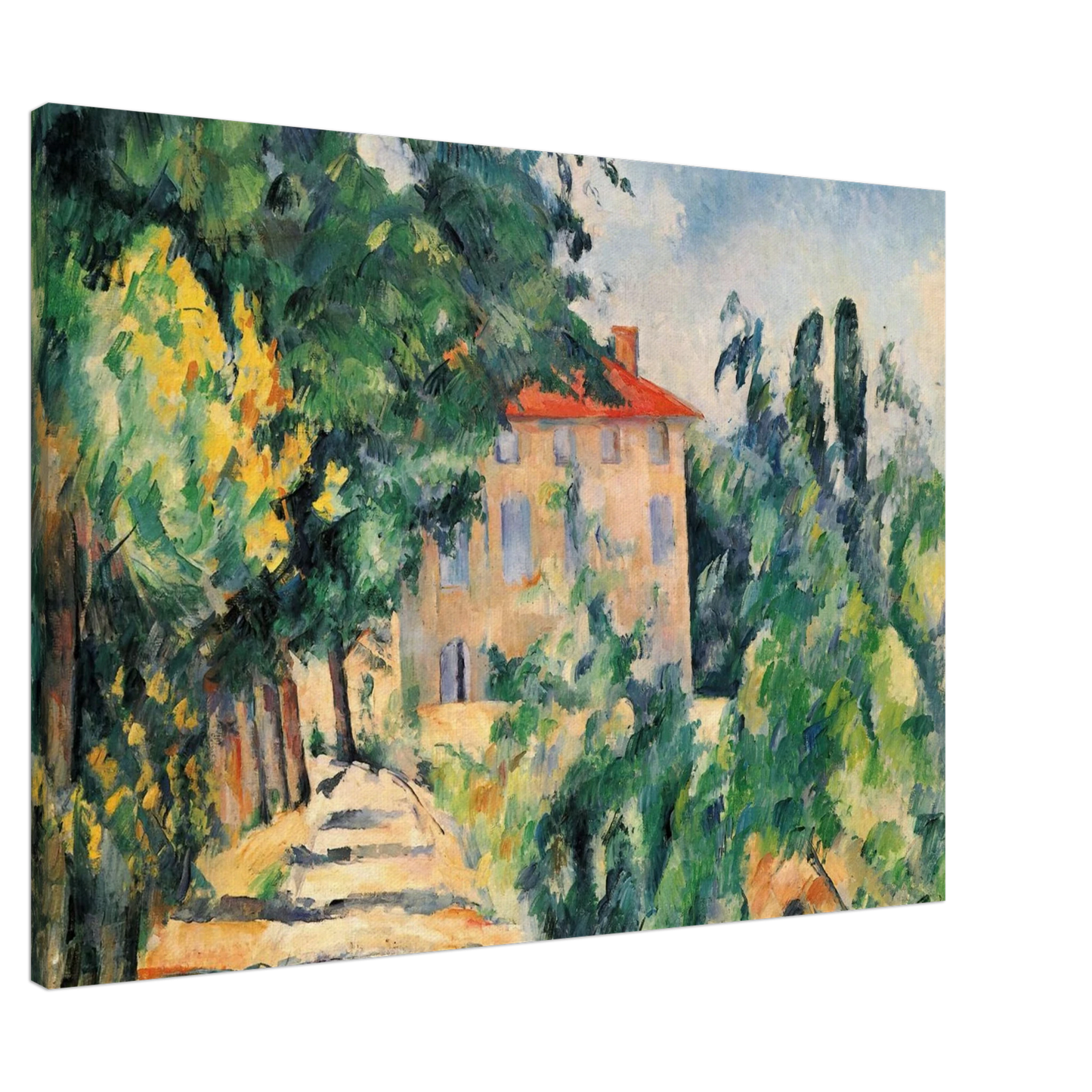 Paul Cezanne - House with Red Roof Canvas - 20x30 cm / 8x12 inches-canvas