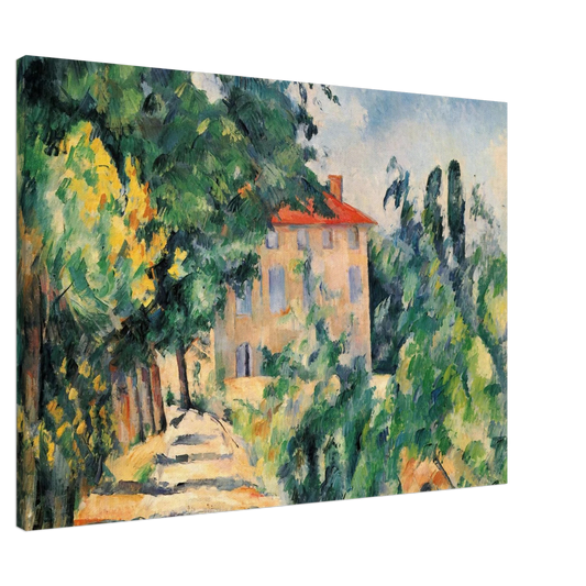 Paul Cezanne - House with Red Roof Canvas - 20x30 cm / 8x12 inches-canvas
