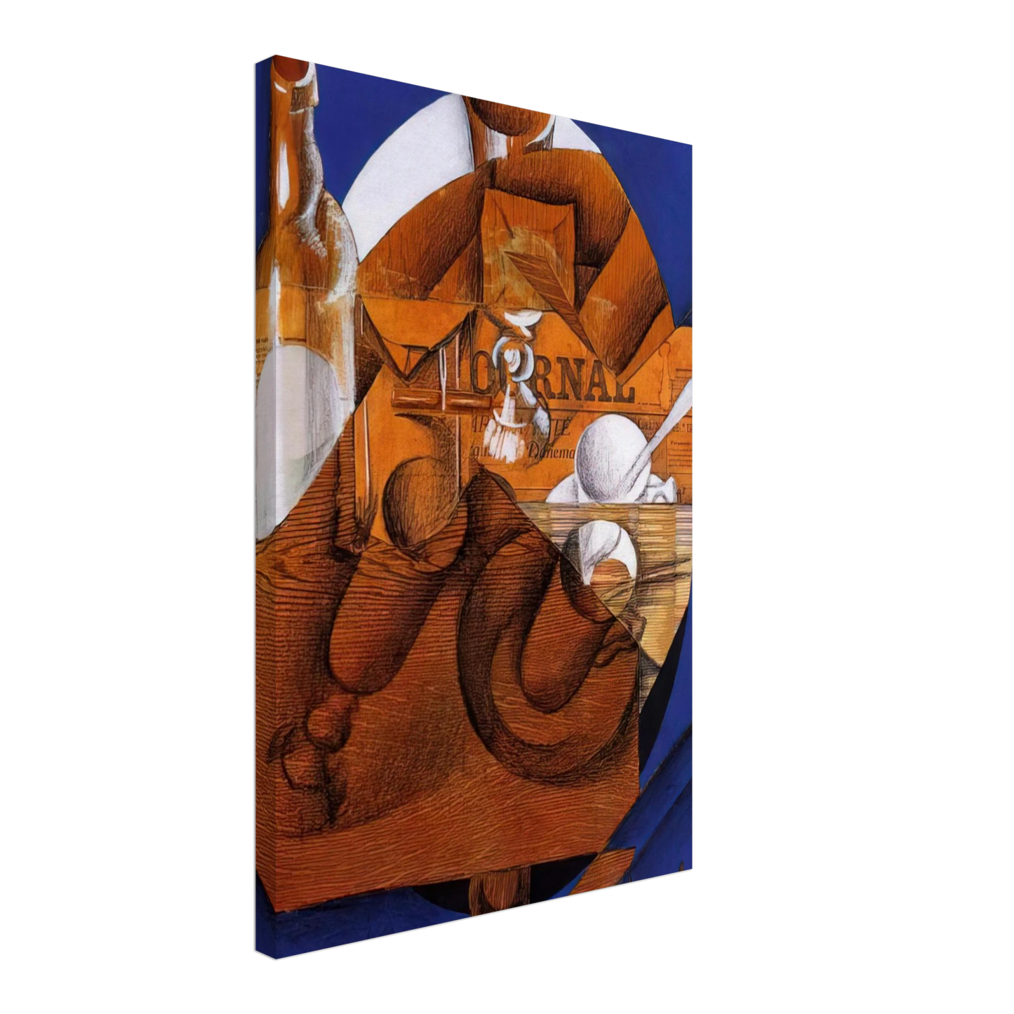 Juan Gris - GLASS CUP AND BOTTLE Canvas - 70x100 cm / 28x40 inches-canvas