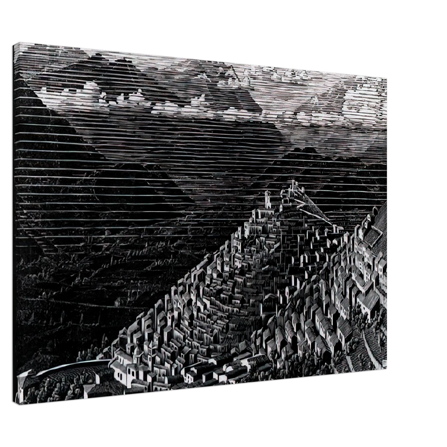 MC Escher - MORANO CALABRIA Canvas - 20x30 cm / 8x12 inches-canvas