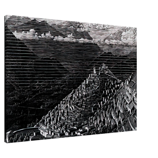 MC Escher - MORANO CALABRIA Canvas - 20x30 cm / 8x12 inches-canvas