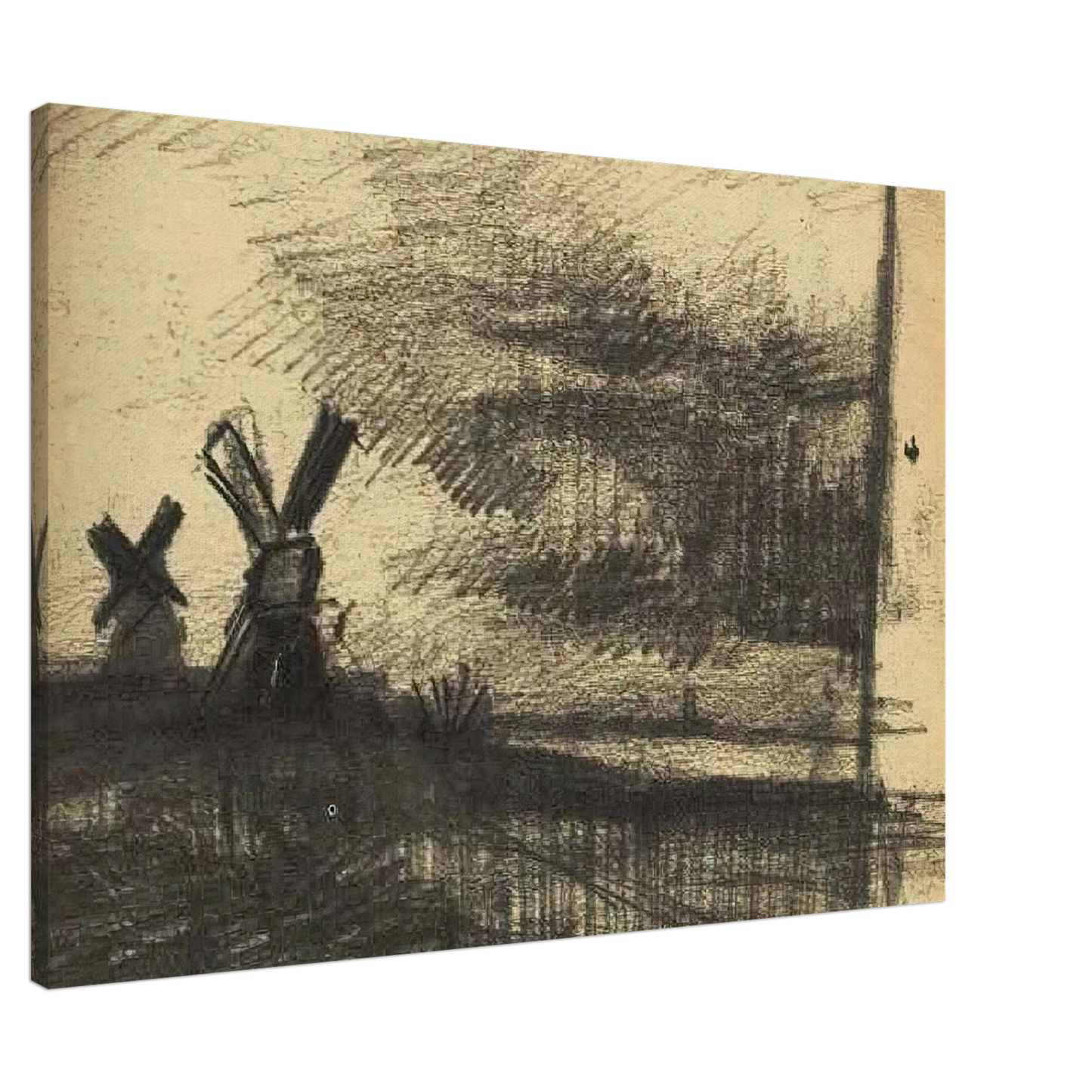 Vincent van Gogh - Mills in the Neighbourhood of Dordrecht Canvas - 20x30 cm / 8x12 inches-canvas