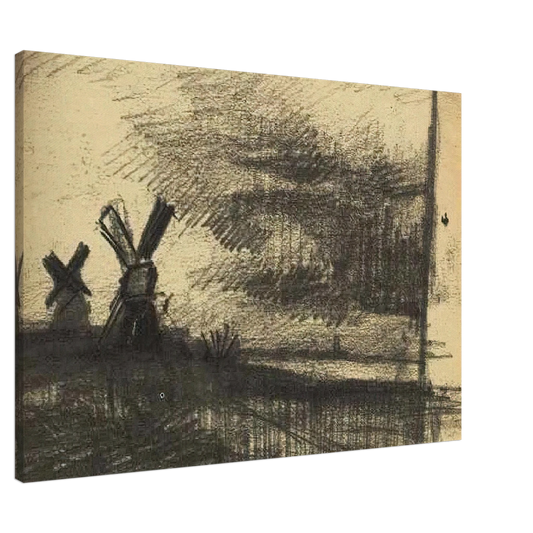 Vincent van Gogh - Mills in the Neighbourhood of Dordrecht Canvas - 20x30 cm / 8x12 inches-canvas