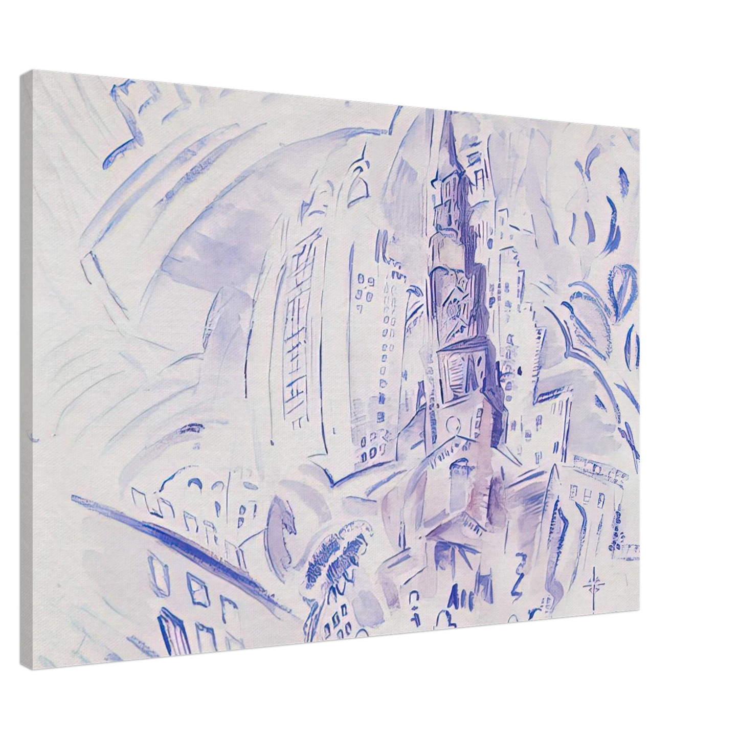 John Marin - St. Paul's, Manhattan - 1914 Canvas - 20x30 cm / 8x12 inches-canvas